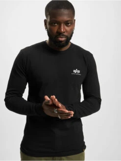 Alpha Industries Herren Longsleeve Back Print Heavy In Schwarz