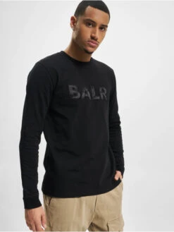 BALR Herren Longsleeve Olaf Straight Satin Embro In Schwarz