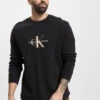 Calvin Klein Herren Longsleeve Archival Monologo Waffle In Schwarz