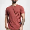 Calvin Klein Herren T-Shirt Badge Turn Up Sleeve In Rot