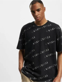 CARLO COLUCCI Herren T-Shirt Allover Logo In Schwarz