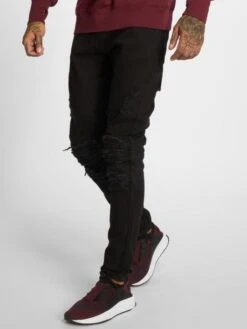 CAYLER & SONS Herren Straight Fit Jeans Alldd Paneled Inverted Biker Ian In Schwarz