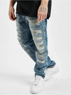 Cipo & Baxx Herren Straight Fit Jeans Destroyed In Blau