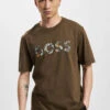 Hugo Herren T-Shirt Teetrury 2 Relaxed Fit Logo Artwork In Braun