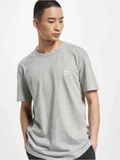 Hugo Herren T-Shirt Tegood Regular Fit Logo Patch In Grau