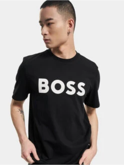 Hugo Herren T-Shirt Tiburt 318 Logo Print In Schwarz