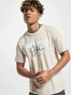 Jack & Jones Herren T-Shirt Joshua Photo Crew Neck In Beige