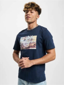 Jack & Jones Herren T-Shirt Vincent Crew Neck In Blau