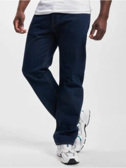 Herren Straight Fit Jeans Button Fly Onewash In Blau