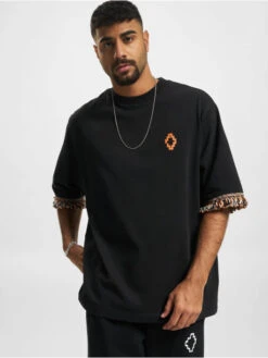 Herren T-Shirt Fringes Over In Schwarz