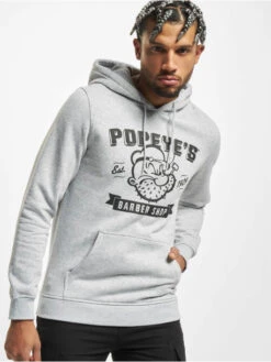 Herren Hoody Popeye Barber Shop In Grau