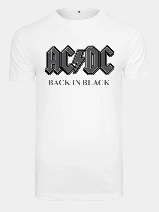 Herren T-Shirt Acdc Back In Black In Weiß 1 Herren T-Shirt Acdc Back In Black In Weiß