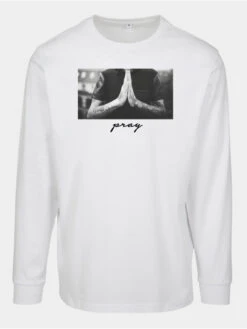 Mister Tee Herren Longsleeve Pray In Weiß