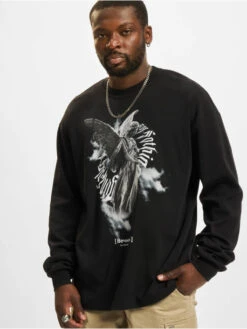 Herren Longsleeve Heavy ''Angel 3.0'' In Schwarz