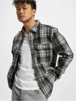 Only & Sons Herren Longsleeve Josh 2 PKT Check In Grau