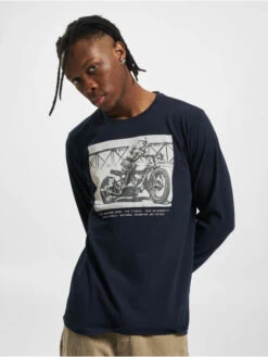 Petrol Industries Herren Longsleeve Classic Print In Blau