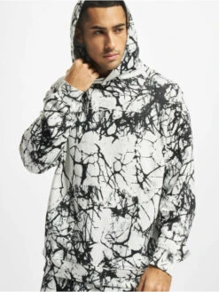 Sean John Herren Hoody Script Logo Crackle Dye In Weiß