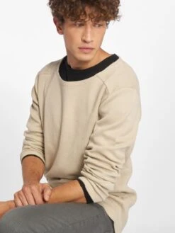 URBAN CLASSICS Herren Longsleeve Long Shaped Waffle In Beige