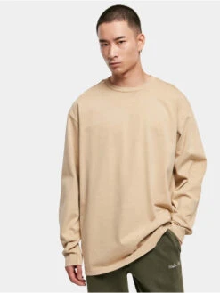 URBAN CLASSICS Herren Longsleeve Heavy Oversized Garment Dye In Beige