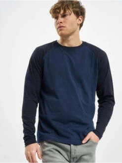 URBAN CLASSICS Herren Longsleeve Raglan Contrast LS In Blau