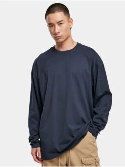 URBAN CLASSICS Herren Longsleeve Heavy Oversized Garment Dye In Blau