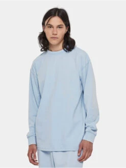 URBAN CLASSICS Herren Longsleeve Heavy Boxy Acid Wash In Blau