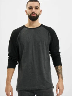 URBAN CLASSICS Herren Longsleeve Raglan Contrast LS In Grau