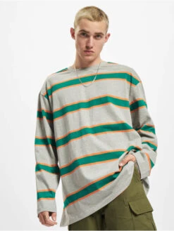 URBAN CLASSICS Herren Longsleeve Light Stripe Oversized In Grau