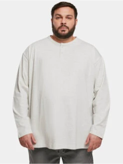 URBAN CLASSICS Herren Longsleeve Organic Oversized Henley In Grau