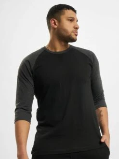 URBAN CLASSICS Herren Longsleeve Contrast 3/4 Sleeve Raglan In Schwarz