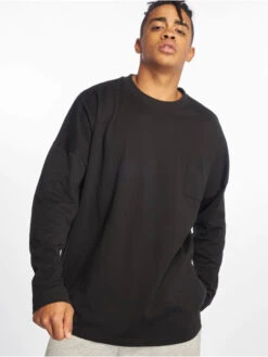 URBAN CLASSICS Herren Longsleeve Oversized Cut On Sleeve Pocket In Schwarz