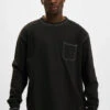 URBAN CLASSICS Herren Longsleeve Heavy Oversized Contrast Stitch In Schwarz
