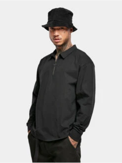 URBAN CLASSICS Herren Longsleeve Organic Heavy Collar In Schwarz