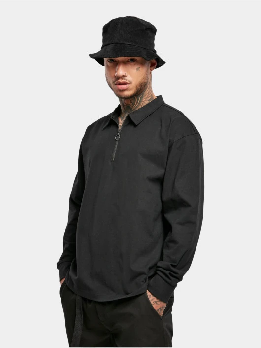 URBAN CLASSICS Herren Longsleeve Organic Heavy Collar In Schwarz 1 URBAN CLASSICS Herren Longsleeve Organic Heavy Collar In Schwarz