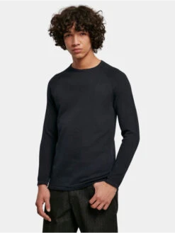URBAN CLASSICS Herren Longsleeve Knitted Raglan In Schwarz