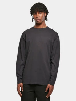 URBAN CLASSICS Herren Longsleeve Heavy Oversized Garment Dye In Schwarz