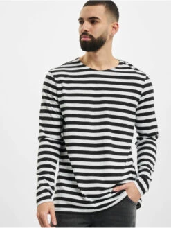 URBAN CLASSICS Herren Longsleeve Regular Stripe LS In Weiß