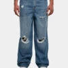 URBAN CLASSICS Herren Straight Fit Jeans Distressed 90‘s In Blau
