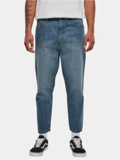 URBAN CLASSICS Herren Straight Fit Jeans Cropped Tapered In Blau